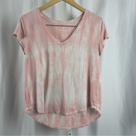 American Eagle Small Favorite T Pastel Tie Dye V Neck Flowy Boho Boxy Beachy - Picture 1 of 4